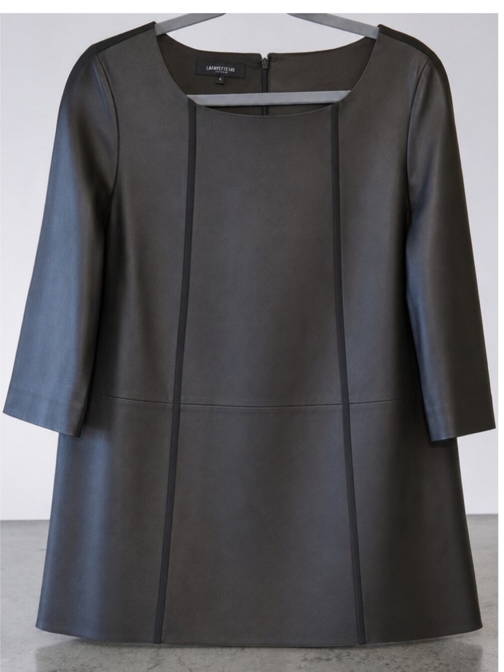 Lafayette 148 Genuine Leather 3/4 Sleeve Blouse Size 16 in Perfect Condition